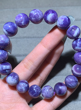 天然紫玉奶盖单圈手链共生矿紫晶