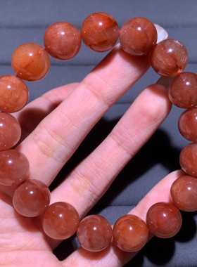 天然橘红兔毛手链单圈男女款礼品