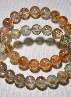 天然冰透共生绿体阿鲁沙水晶手链