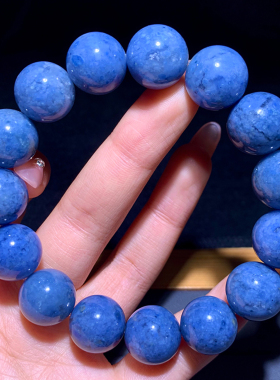 天然莹润蓝兔毛团团单圈水晶手串