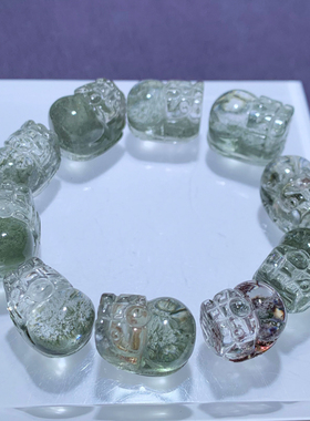 天然绿幽灵貔貅雕刻件配件饰品女