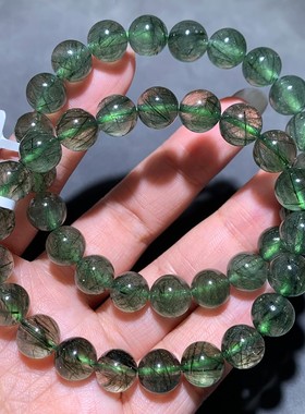 天然巴西顺发绿发晶手链水晶饰品