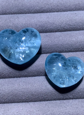 天然星光海蓝宝爱心吊坠湛蓝水晶