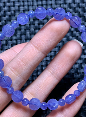 天然坦桑石手链圆饼饰品礼物情侣