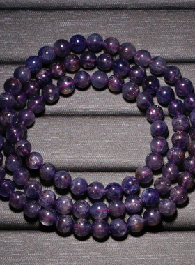 天然堇青石三圈手链草莓血滴佛珠