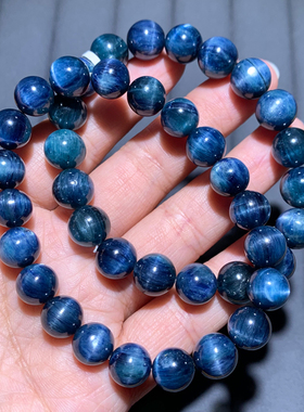 天然强猫眼蓝晶石手链饰品女礼物