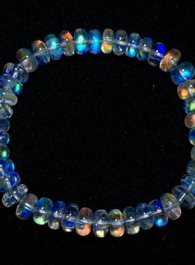 天然冰种马岛月光石盘珠单圈饰品