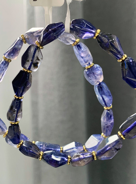 天然堇青石随形刻面手链坦桑石女