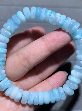 天然拉利玛海纹石盘珠手链