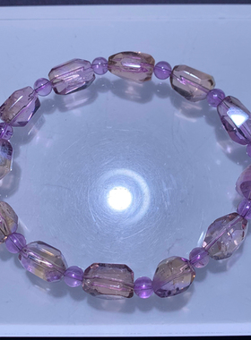 天然紫黄晶随形单圈水晶手链礼物