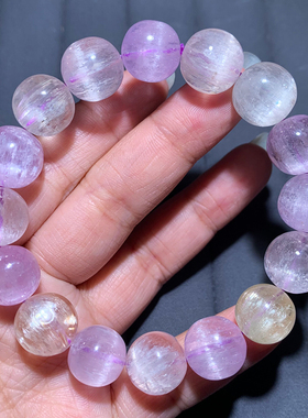 天然猫眼拉丝紫锂辉手链饰品女