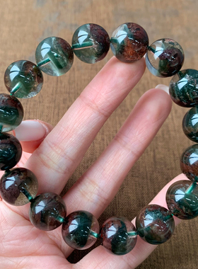 天然红绿幽灵水晶手串饰品男女生