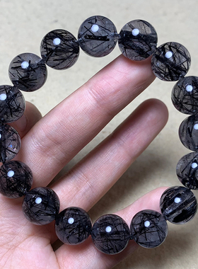 天然巴西顺发黑发晶水晶单圈手链