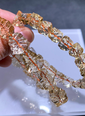 天然千禧切黄水晶随形手串清透