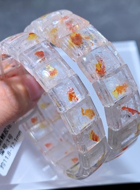 天然巴西原色锦鲤胶花手排水晶女