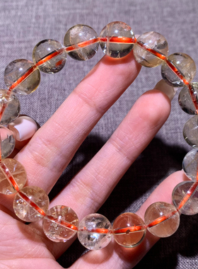 巴西天然黄水晶手链情侣款礼物女