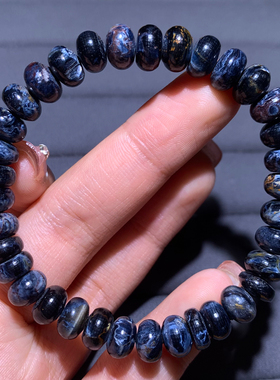 天然彼得石盘珠手串单圈暴风雨石