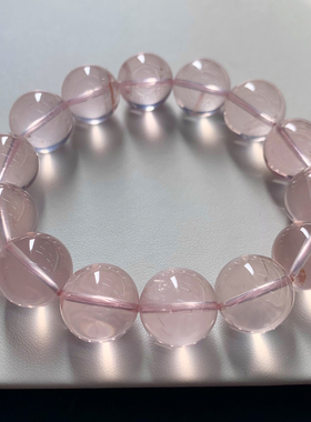 天然冰橘粉晶单圈手链六芒星饰品