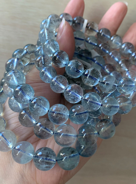 天然冰透云母星光蓝色海蓝宝手链