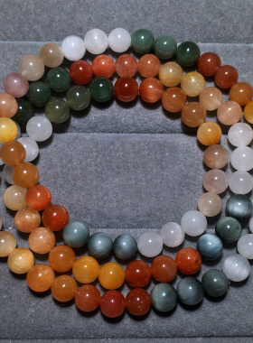 天然顺发渐变彩虹兔毛手链情侣女