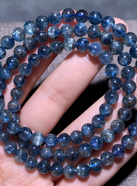 天然草莓蓝晶石三圈手链礼物情侣