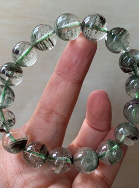 天然巴西聚宝盆绿幽灵水晶手链女