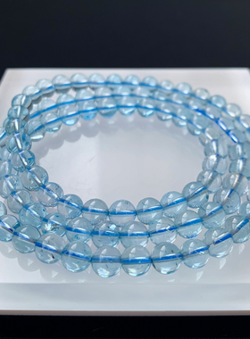 天然冰透体托帕石三圈手链饰品女