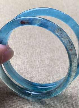 天然冰种海蓝宝叮当镯水晶饰品女