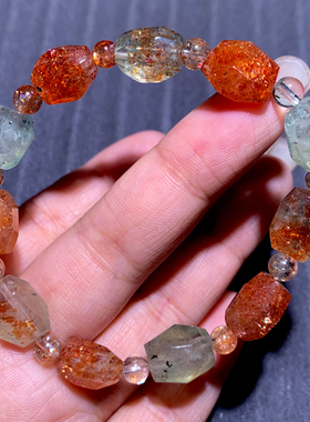 天然阿鲁沙长石刻面随形单圈手链