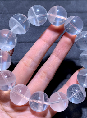 天然聚宝盆月光白幽灵单圈手链女