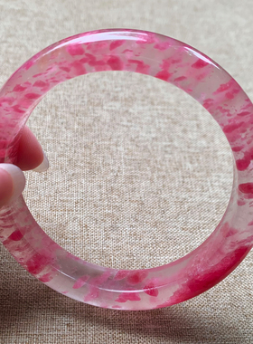 天然蔷薇辉石玉化石英岩玉手镯女