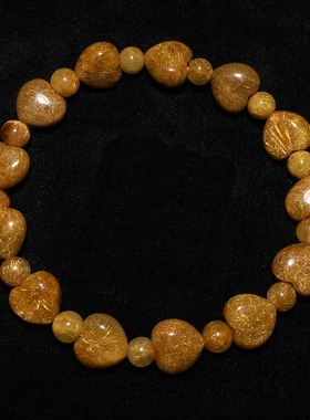 天然巴西顺发金发晶爱心手链饰品