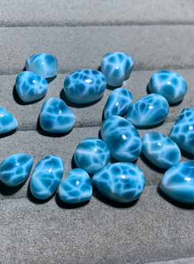 天然收藏级拉利玛海纹石戒面吊坠