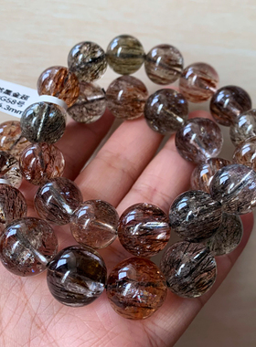 天然黑金超顺发单圈水晶手链饰品