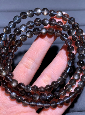 天然巴西星光魔鬼蓝海蓝宝手串女