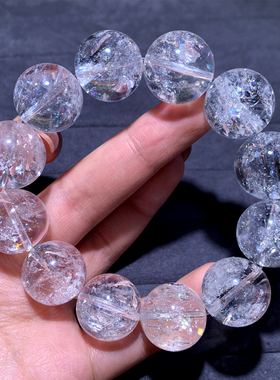天然彩虹白阿赛水晶手链单圈饰品