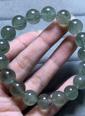 天然顺发透体绿发晶手链饰品男女