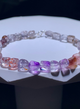 天然超七随形水晶手链三轮骨干女