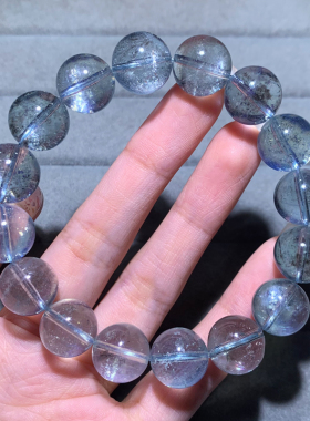 巴西天然云母星光海蓝宝手链饰品