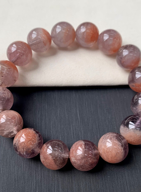 天然冰透聚宝盆粉兔毛单圈手链女