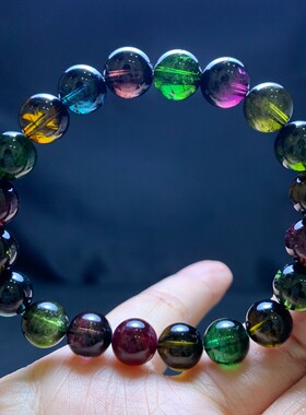 天然老矿黑糖体黑玫瑰碧玺手链女