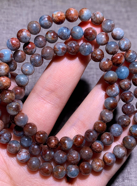 天然岛屿海蓝宝三圈手链饰品送女