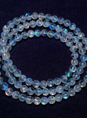 天然冰种彩光马岛月光石手串多圈