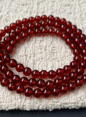 巴西天然橙红石榴石三圈手链饰品