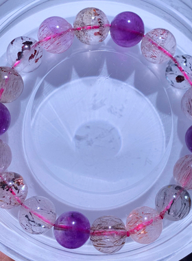 天然三轮骨干闪片超七单圈手链