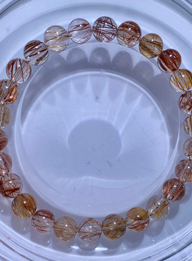 天然巴西顺发红铜发晶单圈手链女