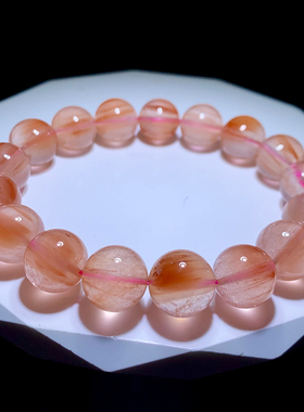 天然顺发橘兔毛手链单圈水晶手串