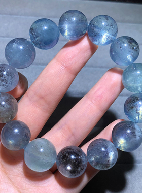 天然云母星光冰透海蓝宝男女情侣