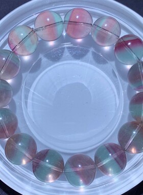 天然双色西瓜萤石手链多色系