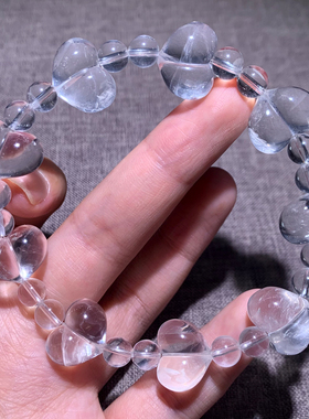 天然彩虹白水晶屁桃爱心随形手链